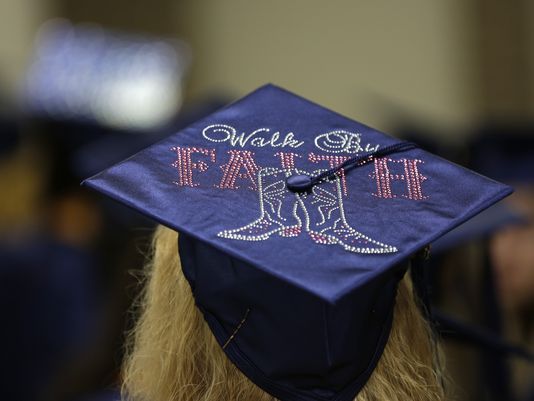 A decorative cap in line at the Northcentral Technical College graduation ceremony at Wausau West High School May 21, 2016.(Photo: Jacob Byk/USA TODAY NETWORK - Wi)