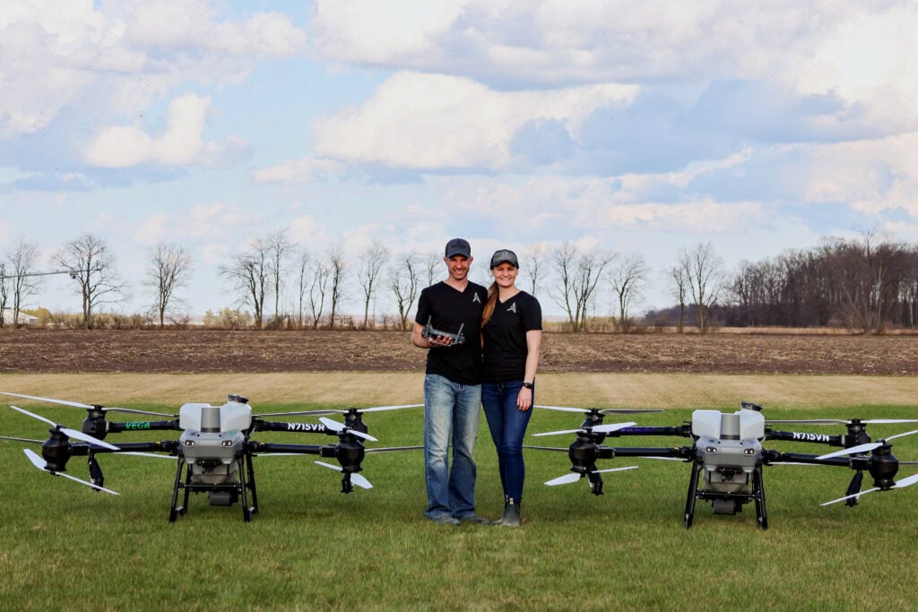 Venture-Ag-Drones Angel Zarda and Scott Houdek own and operate Venture Ag Drones in Langlade County.