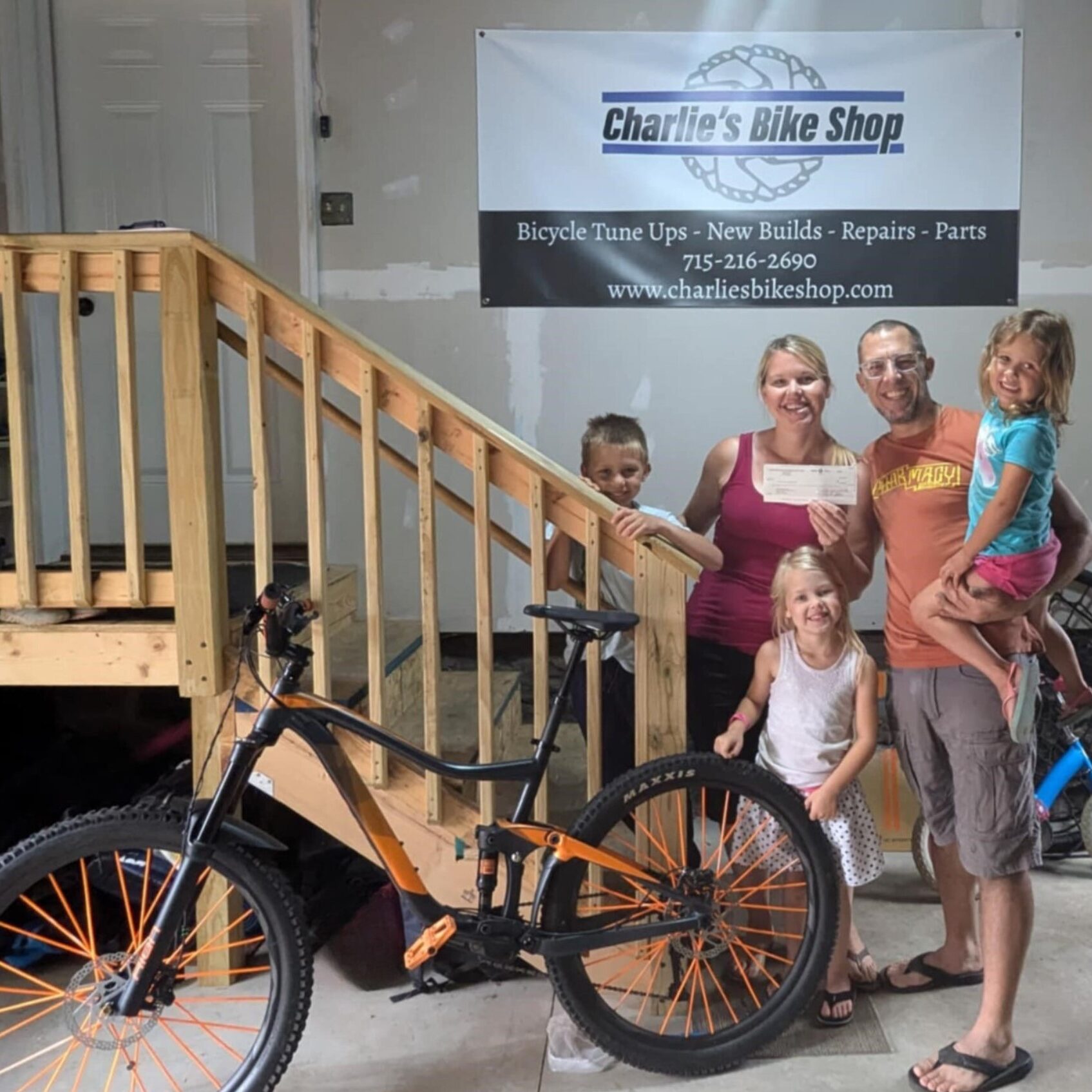 Charlie's Bike Shop Business Start Up Grant Check Presentation