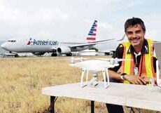 An Unmanned Systems Inc. drone, equipped with LiDAR awaits take-off at the Norman Manley International Airport in Kingston, Jamaica. It is very rare that drones are allowed to be used in international airport settings.