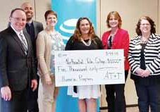 Northcentral Technical College received a $5,000 AT&T contribution to support the NTC Promise program Monday in Antigo. From left are State Senator Tom Tiffany; Justin Willis, director of the NTC Promise; Dr. Vicki Jeppesen of the NTC Foundation; Robyn Gruner of AT&T; State Rep. Mary Felzkowski; and Dr. Jeannie Worden, executive vice president of NTC. 